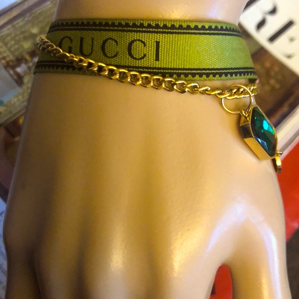 ❤️Repurposed authentic Gucci Ribbons. Stainless Steel Bracelet 🔥 - Picture 4 of 4